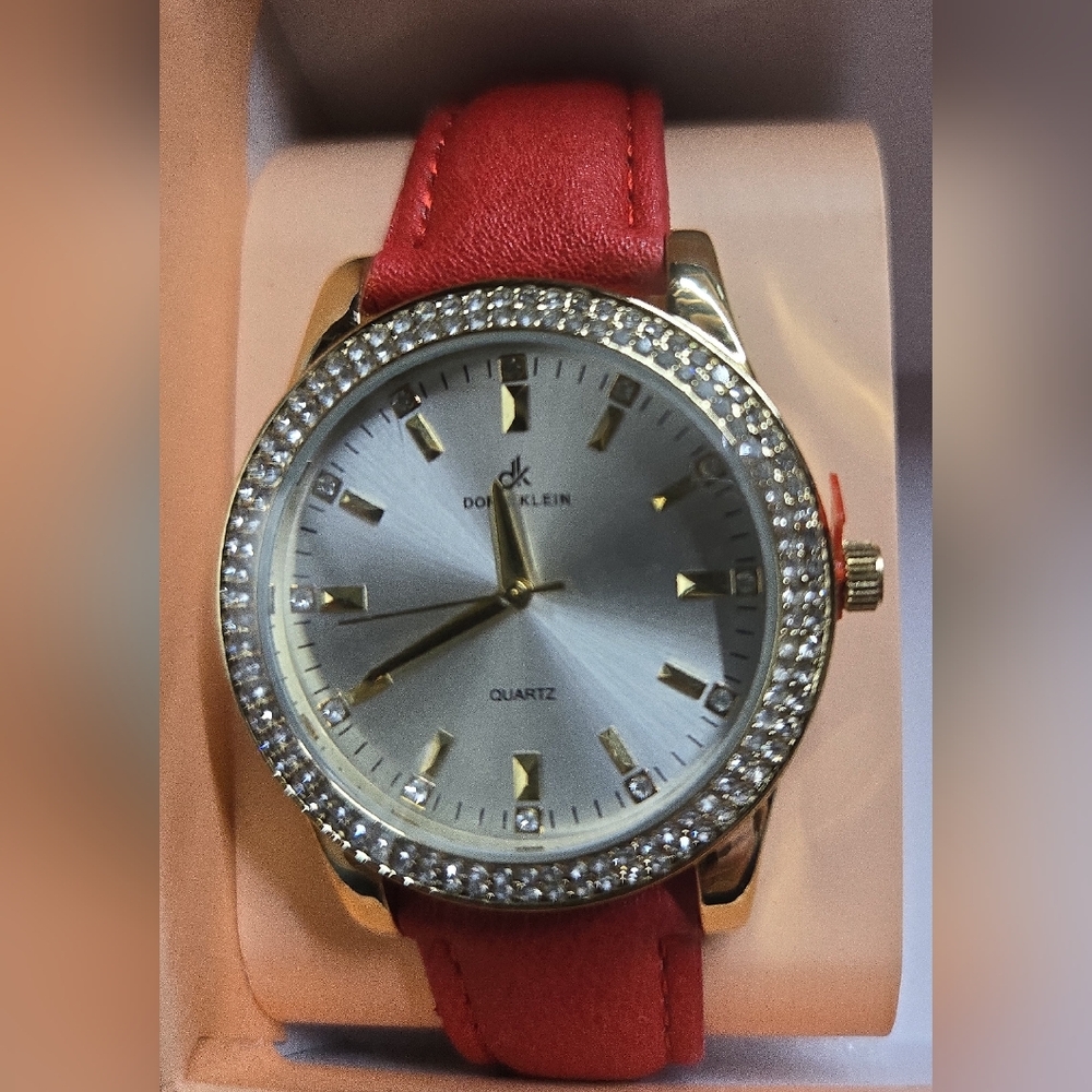 NIB Dora Klein Beautiful Ladies Watch With Red Band